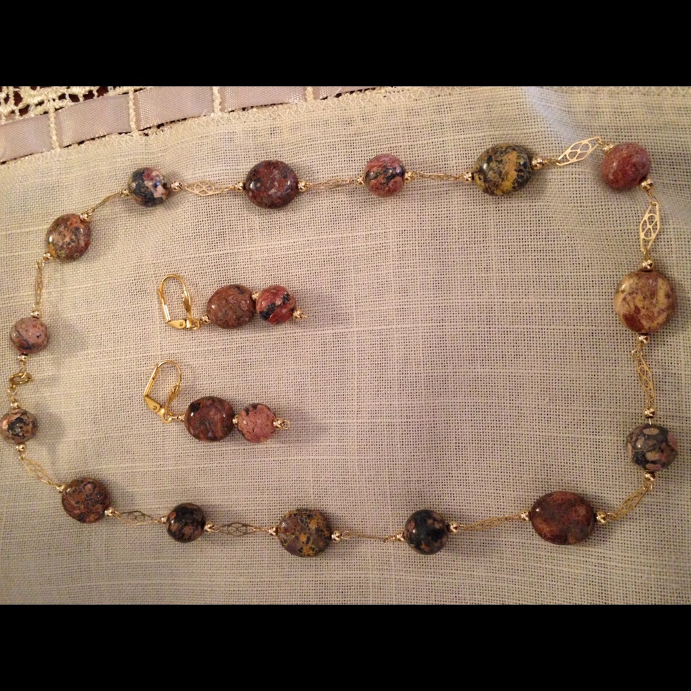Multicolored Earthtone Necklace & Earrings Set